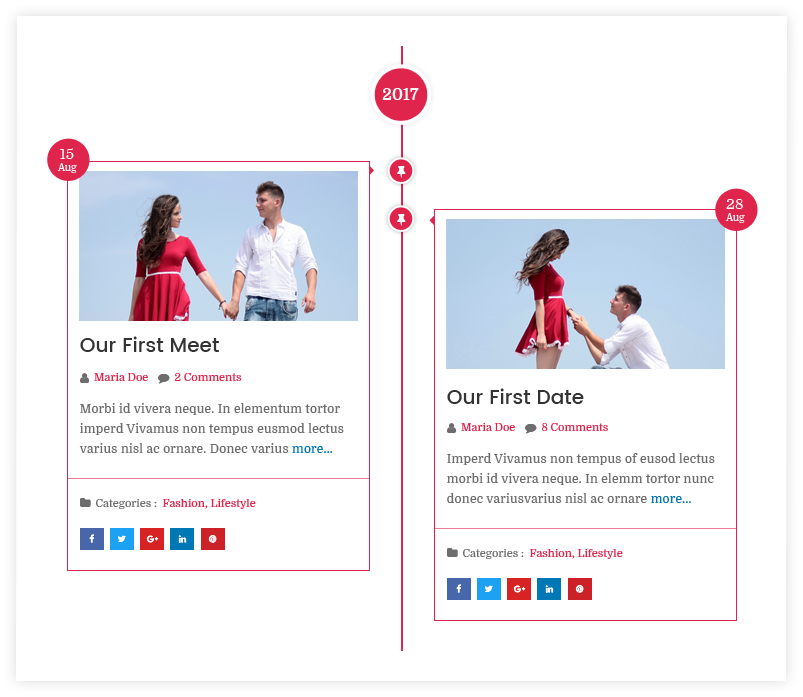Timeline Layout Blog Templates